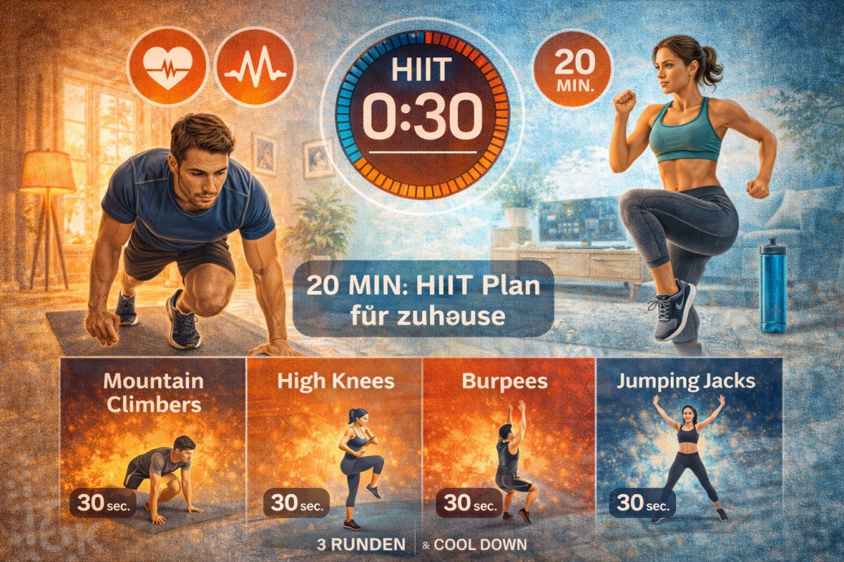 Beispiel 20 Minuten HIIT Plan f&uuml;r zuhause