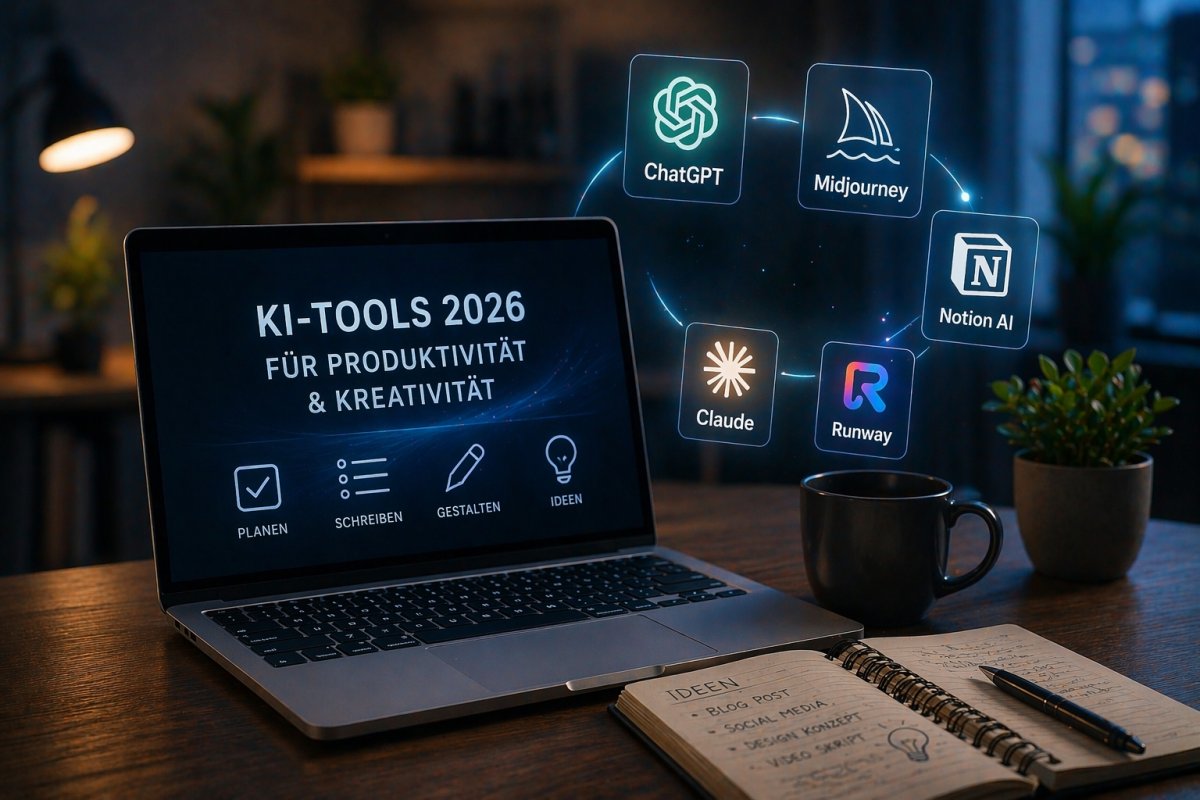 Die wichtigsten KI-Tools 2026 f&uuml;r Produktivit&auml;t und Kreativit&auml;t